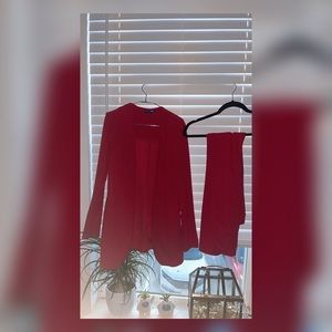 Two piece red suit set.
